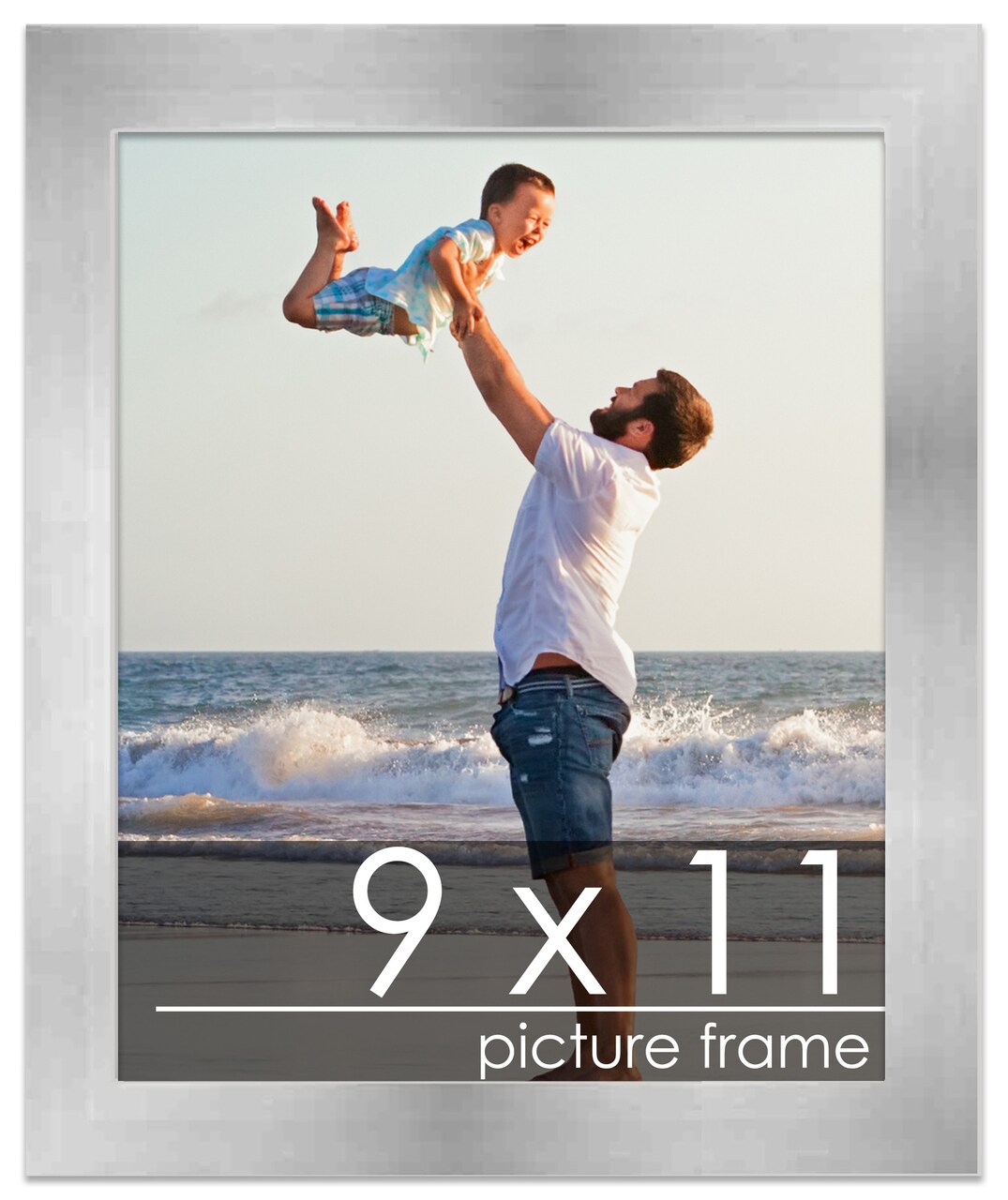 9x11 Solid Wood Picture Frame with UV-Resistant Acrylic & Acid-Free Backing, Available in 6 Finishes: Matte Black, Matte White, Metallic Bronze, Silver, Natural Wood Grain & Mahogany